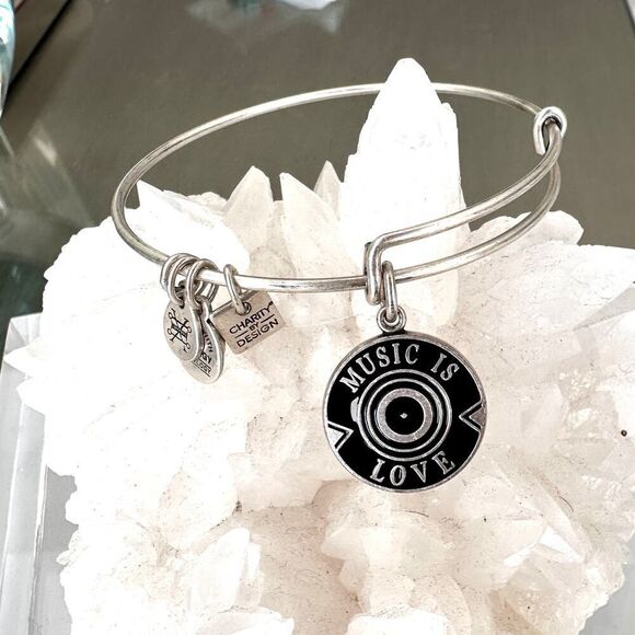 Alex & Ani "Music is Love" Silver-Tone Expandable Charm Bracelet - Picture 3 of 3